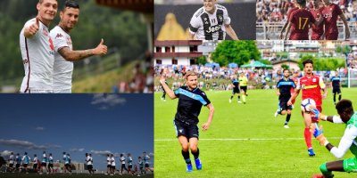 Collage di immagini dai ritiri estivi delle squadre di Serie A.