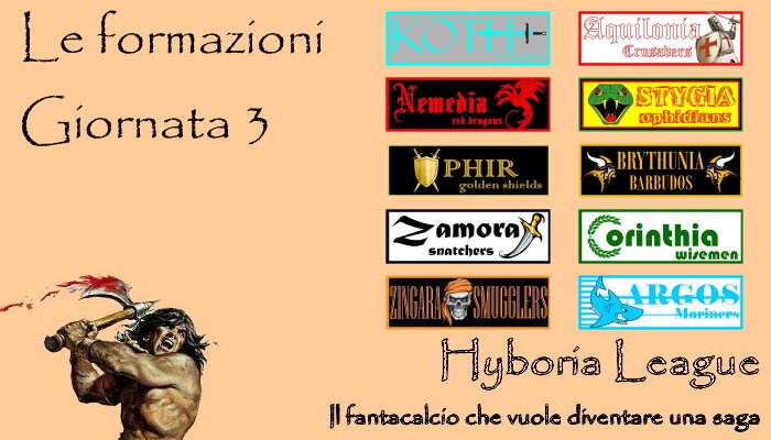 Le formazioni della terza giornata