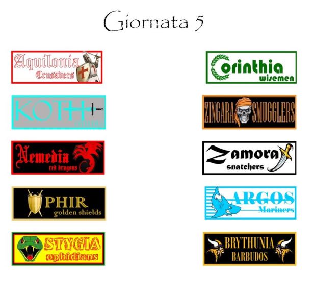 I match della quinta giornata