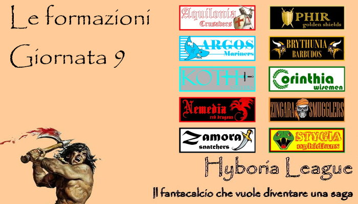 Le formazioni della nona giornata