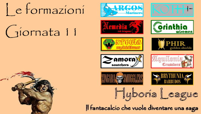 Le formazioni dell'undicesima giornata