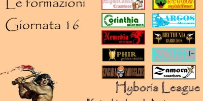 Le formazioni della sedicesima giornata