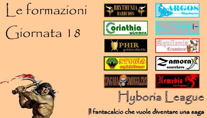 Le formazioni della diciottesima giornata