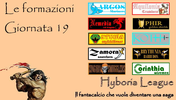 Le formazioni della diciannovesima giornata