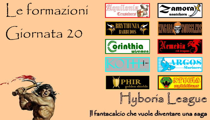 Le formazioni della ventesima giornata