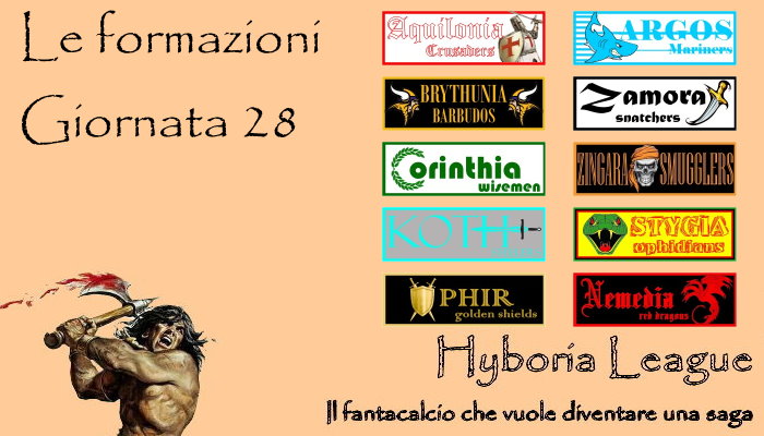 Le formazioni della ventottesima giornata