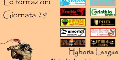 Le formazioni della ventinovesima giornata