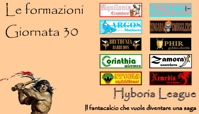 Le formazioni della trentesima giornata