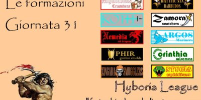 Le formazioni della trentunesima giornata