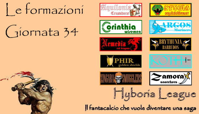 Le formazioni della trentaquattresima giornata