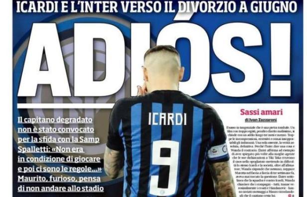 Prima pagina del Corriere: "Caos Icardi"