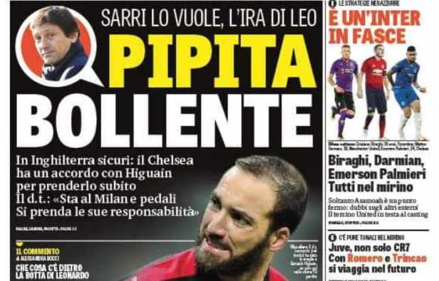 Prima pagina della Gazzetta: "Flop Higuain"