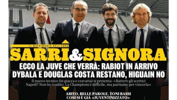 Sarri e signora - Prima pagina Gazzetta