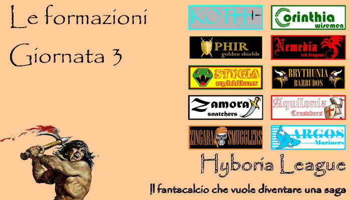 Le formazioni della terza giornata