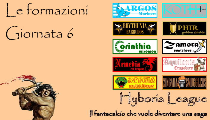 Le formazioni della sesta giornata