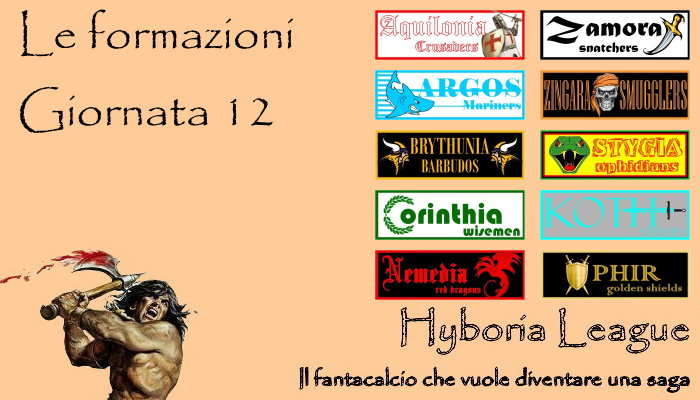 Le formazioni della dodicesima giornata