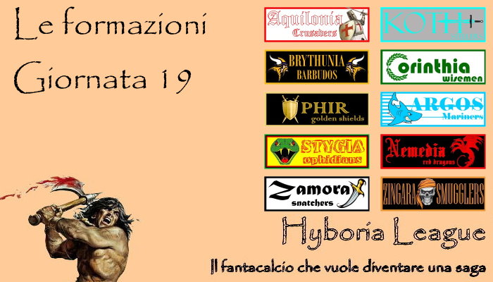 Le formazioni della diciannovesima giornata