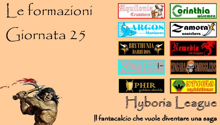 Le formazioni della venticinquesima giornata