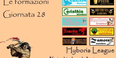 Le formazioni della ventottesima giornata