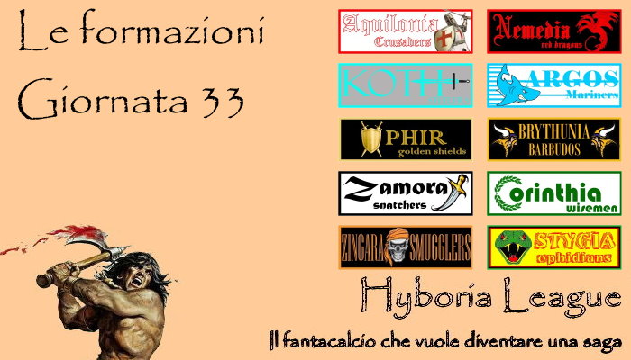 Le formazioni della trentatreesima giornata