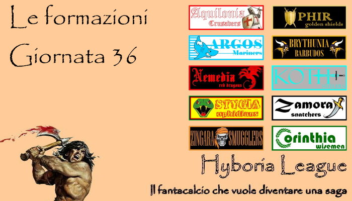 Le formazioni della trentaseiesima giornata