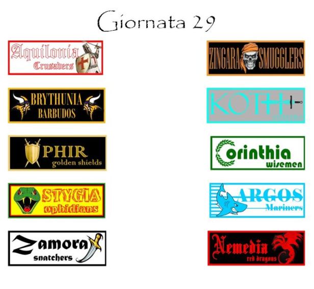 Gli incontri della prossima giornata