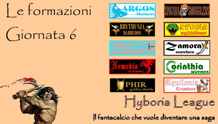 Le formazioni della sesta giornata