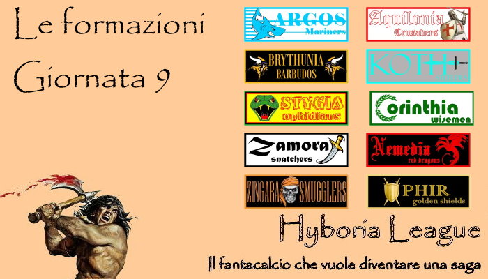 Le formazioni della nona giornata