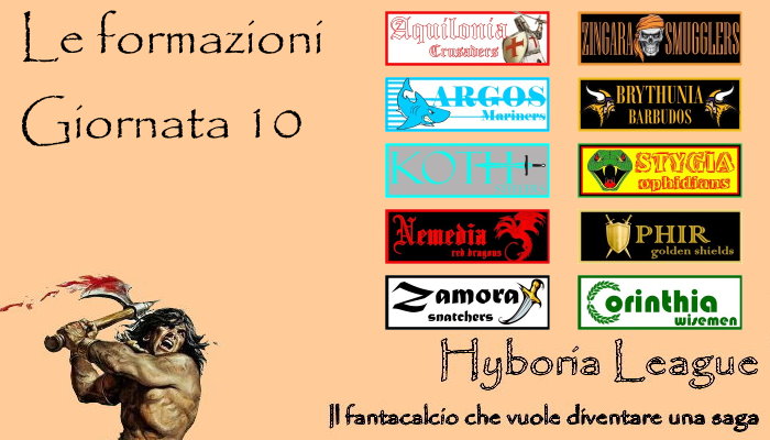 Le formazioni della decima giornata