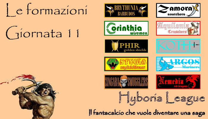 Le formazioni dell'undicesima giornata