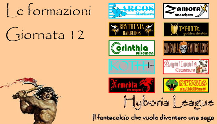 Le formazioni della dodicesima giornata