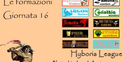 Le formazioni della sedicesima giornata