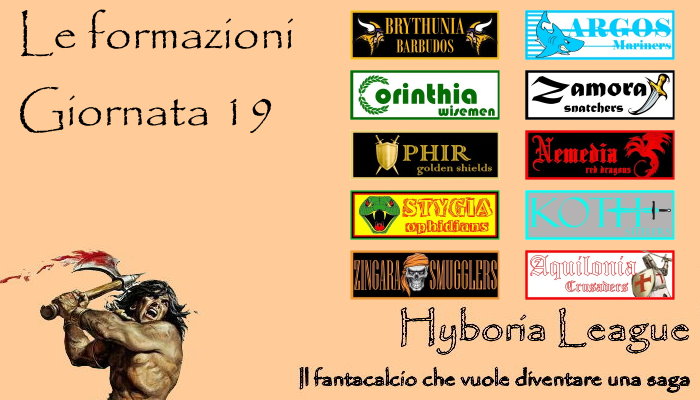 Le formazioni della diciannovesima giornata