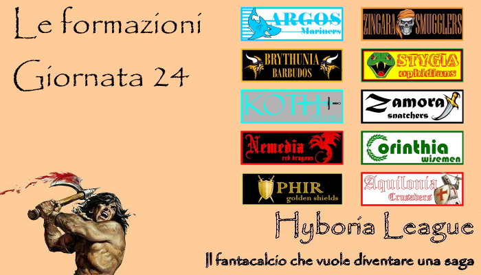 Le formazioni della ventiquattresima giornata