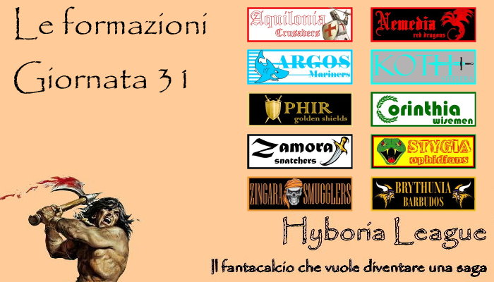 Le formazioni della trentunesima giornata