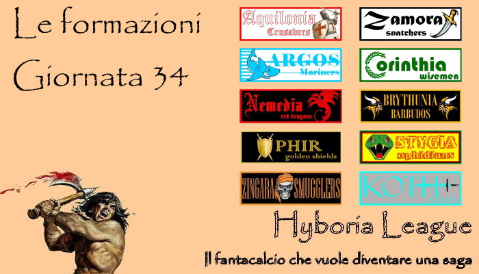 Le formazioni della trentaquattresima giornata