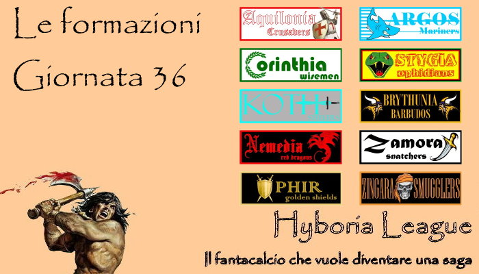 Le formazioni della trentaseiesima giornata