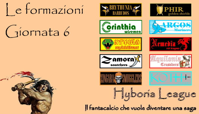 Le formazioni della sesta giornata