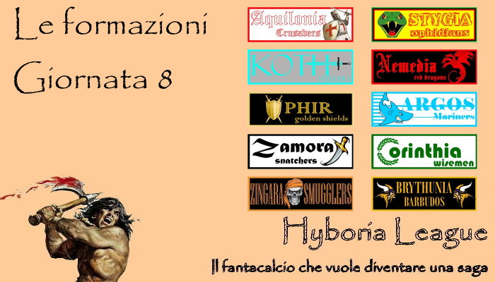 Le formazioni dell'ottava giornata