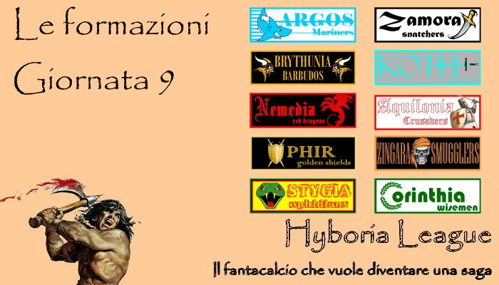 Le formazioni della nona giornata