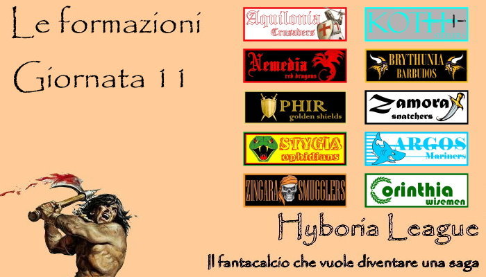 Le formazioni dell'undicesima giornata