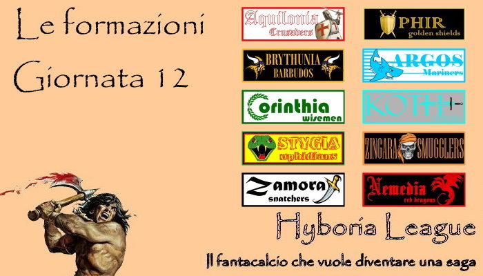 Le formazioni della dodicesima giornata