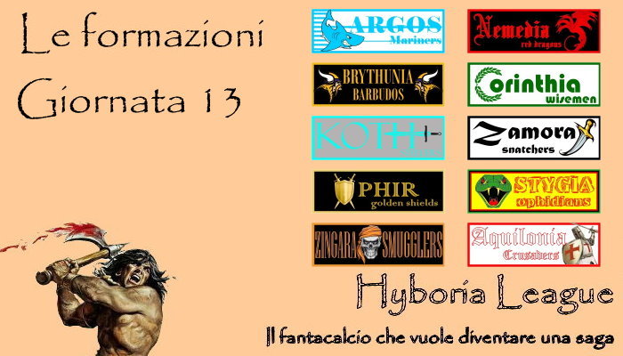 Le formazioni della tredicesima giornata