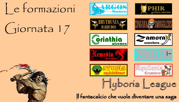 Le formazioni della diciassettesima giornata