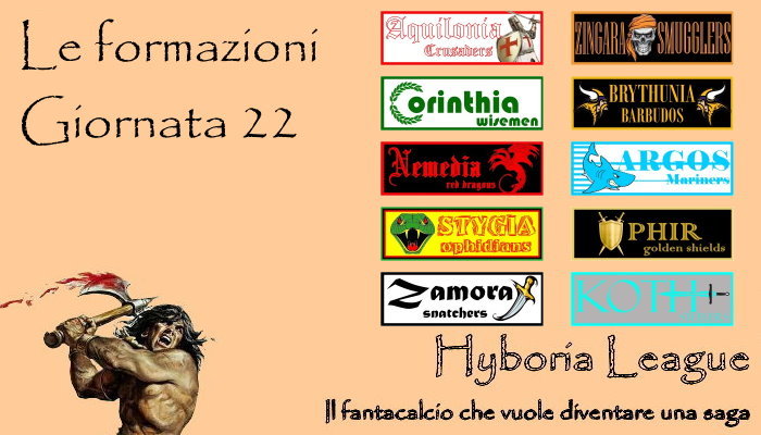 Le formazioni della ventiduesima giornata