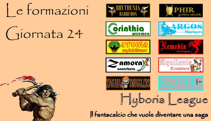 Le formazioni della ventiquattresima giornata