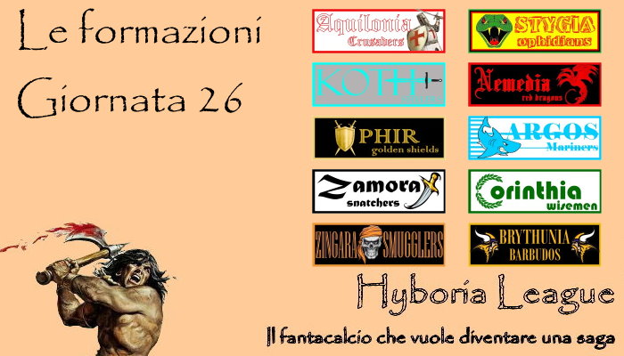 Le formazioni della ventiseiesima giornata