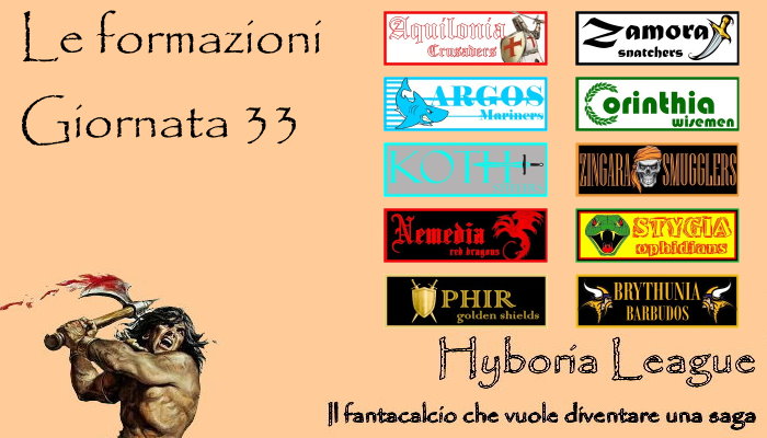 Le formazioni della trentatreesima giornata