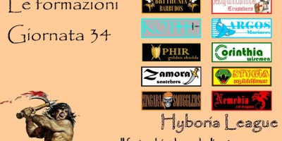 Le formazioni della trentaquattresima giornata