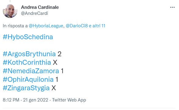 Il primo 5 stagionale all'HyboSchedina porta la firma di Andra Cardinale